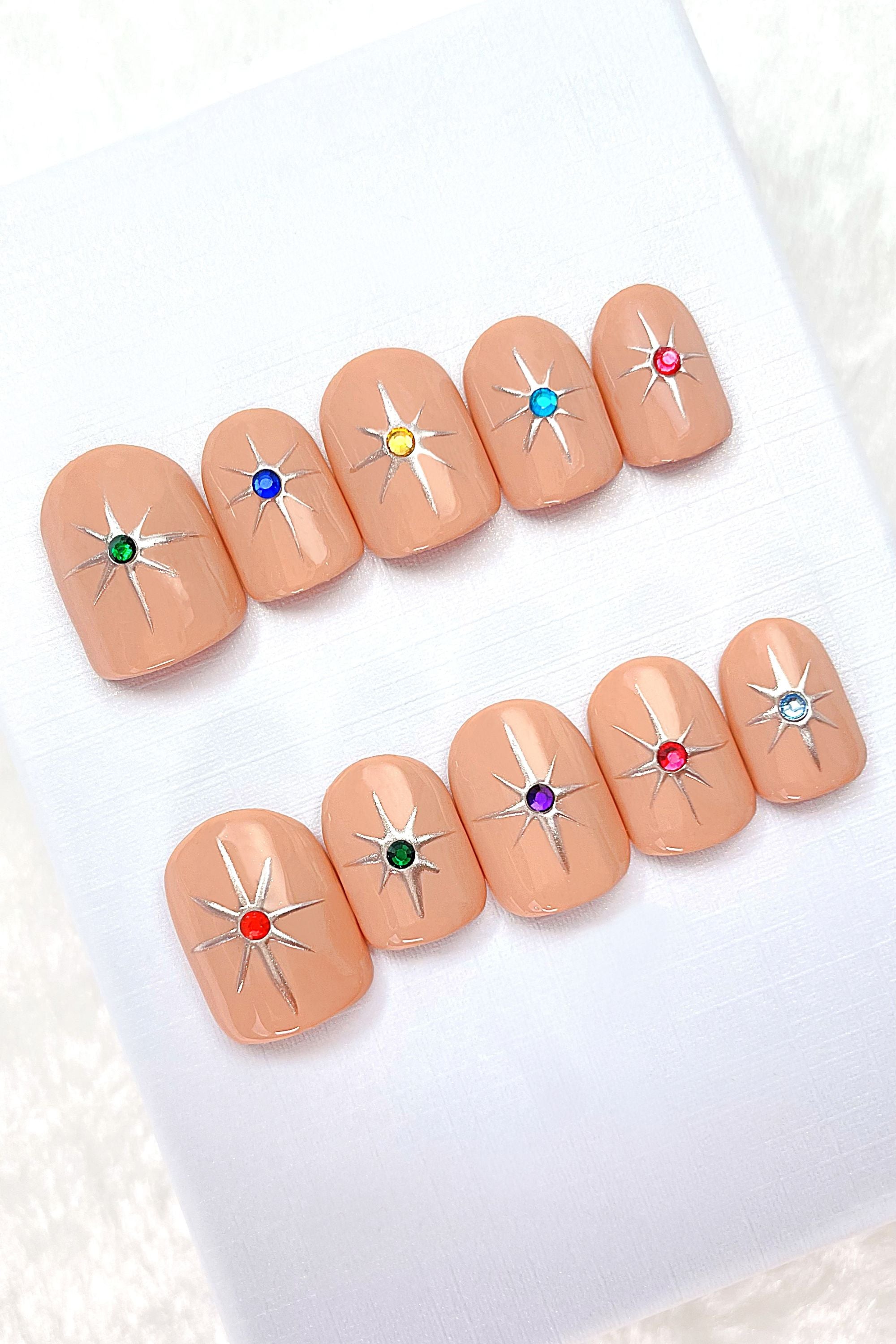 Handmade Mini Rainbow Press On Nails Set - Salon Quality Alternative - Nails - Bijou Her -  -  - 