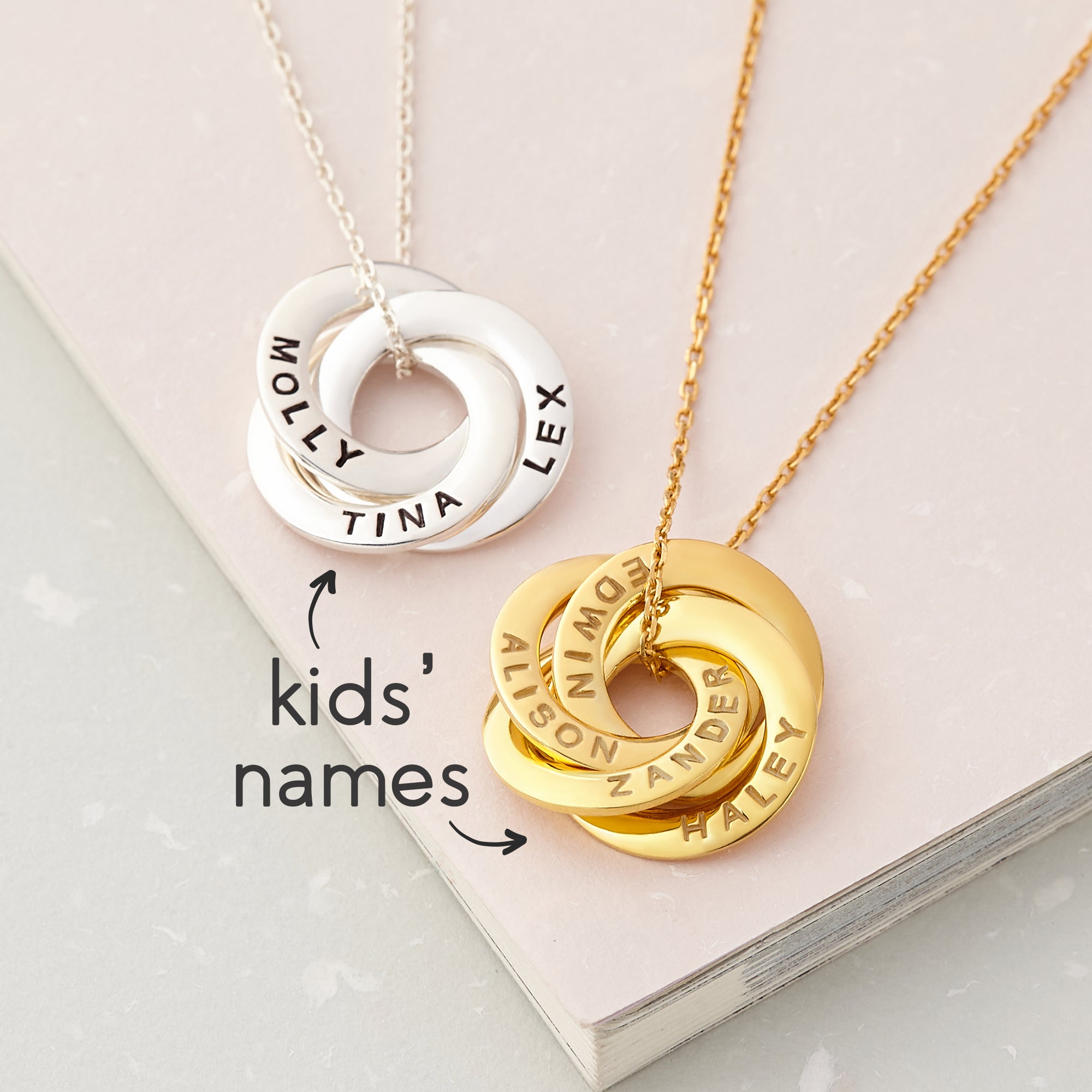 Personalized Kids Names Necklace - 925 Sterling Silver & 18K Gold Plated Jewelry for Mom, Grandma, and More - Necklaces - Bijou Her -  -  - 