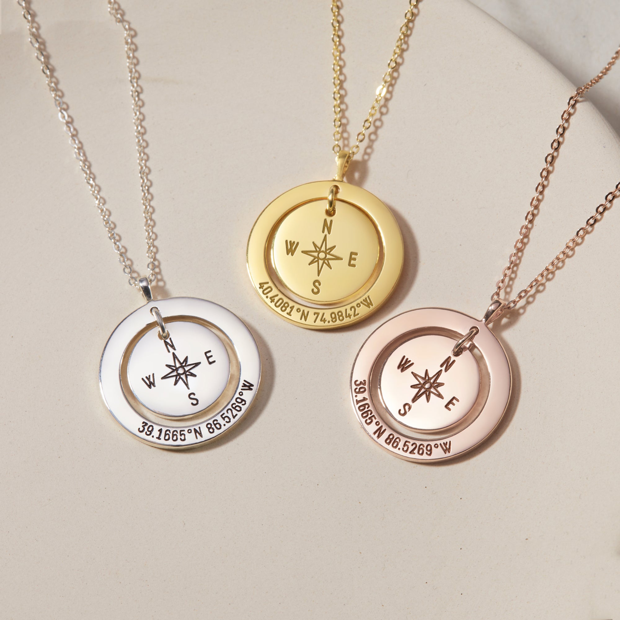 Personalized Coordinates Necklace - 925 Sterling Silver & 18K Gold Plated - Latitude Longitude Jewelry for Long Distance Gift - Necklaces - Bijou Her -  -  - 