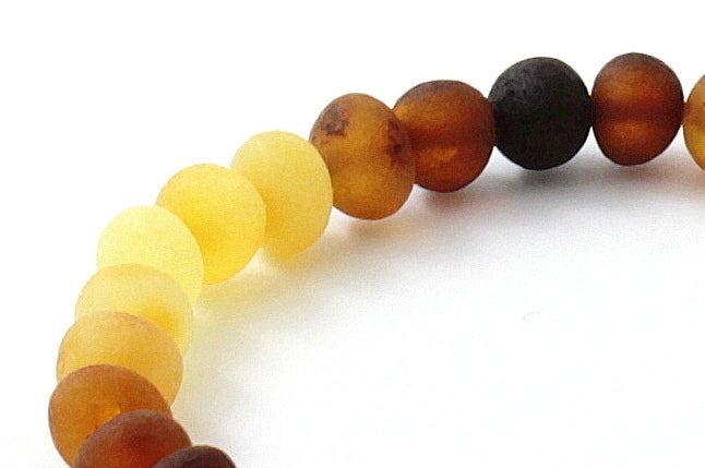 Raw Baltic Amber Stretch Bracelet - Modern Rainbow Multi-Color, Unpolished Beads, 5g Weight, 18-21cm Length - Men's and Women's Beaded Bracelet - Bracelets - Bijou Her -  -  - 