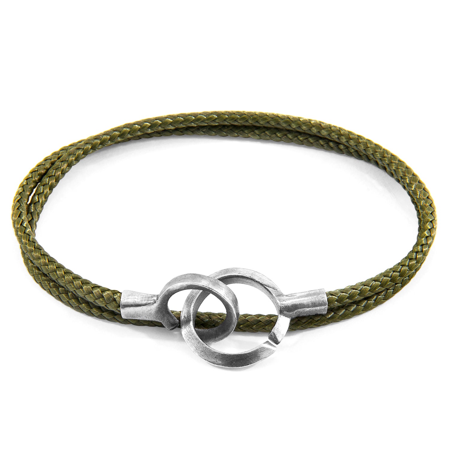 Khaki Green Montrose Silver and Rope Bracelet - Handcrafted in Great Britain by ANCHOR & CREW - Bracelets - Bijou Her -  -  - 