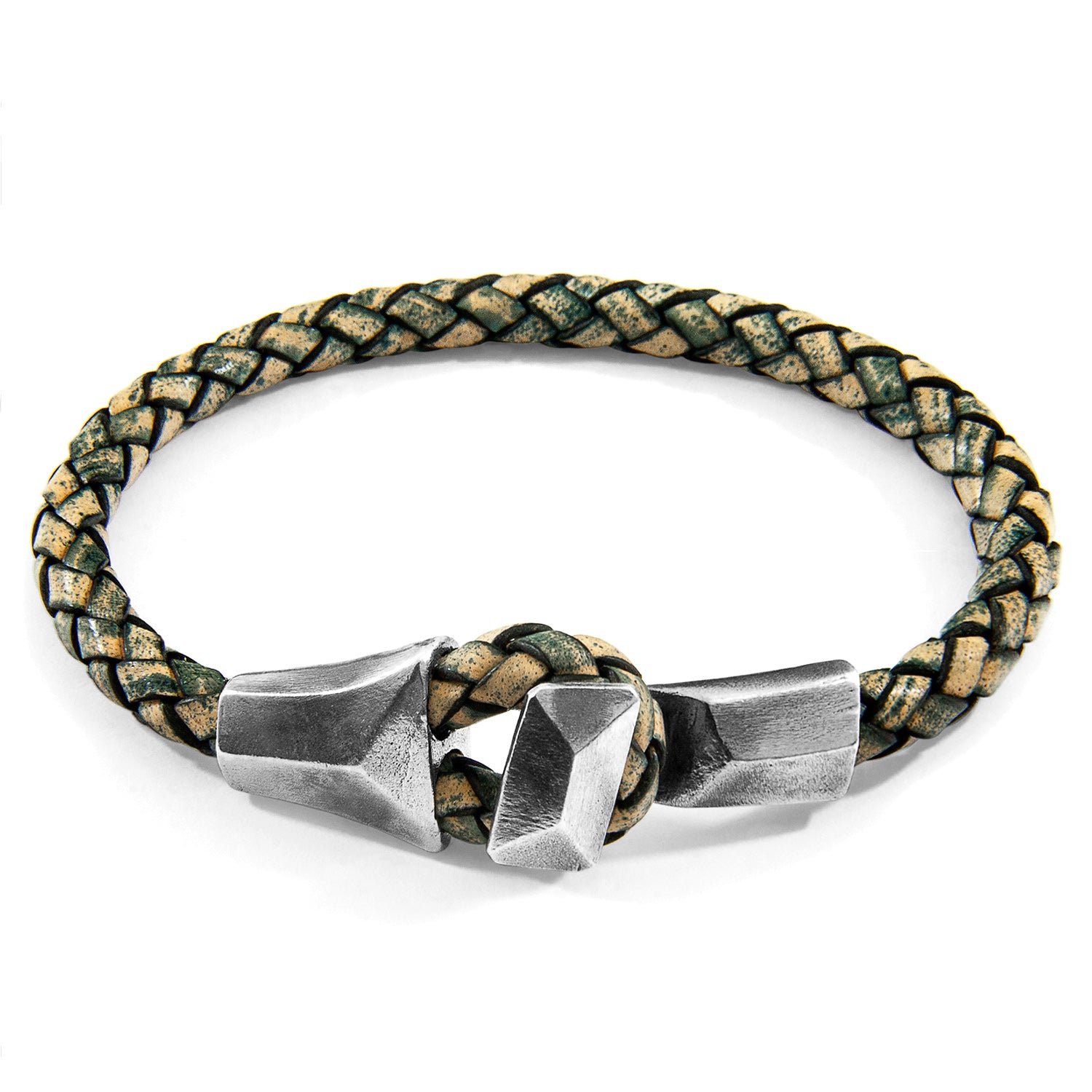 Petrol Green Alderney Silver and Braided Leather Bracelet - Handcrafted in Great Britain - Jewelry & Watches - Bijou Her -  -  - 