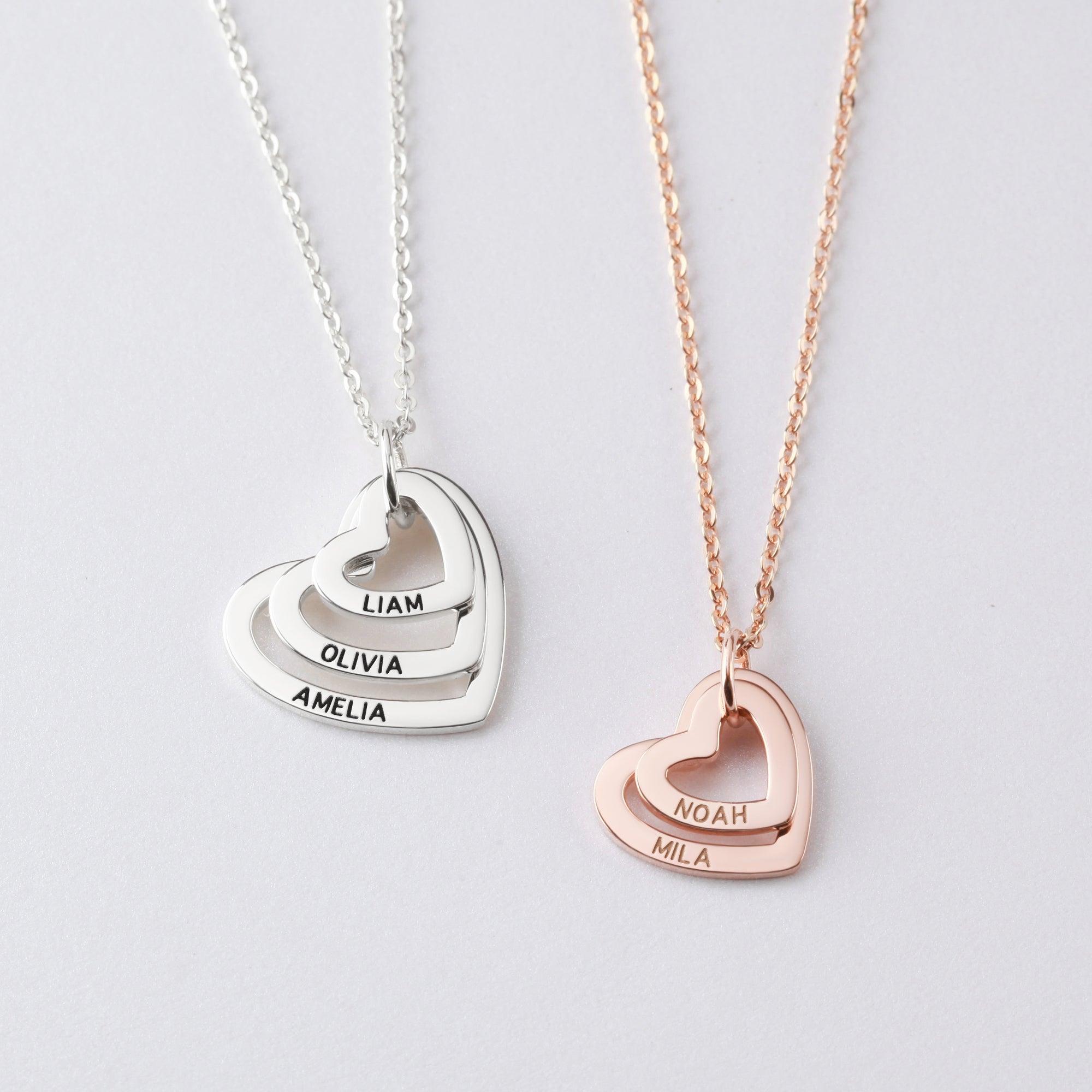 Personalized Grandma Heart Necklace with Kids' Names - 925 Sterling Silver & 18K Gold Plated - Family Jewelry Gift for Mom, Nana, Grandmother - Necklaces - Bijou Her -  -  - 