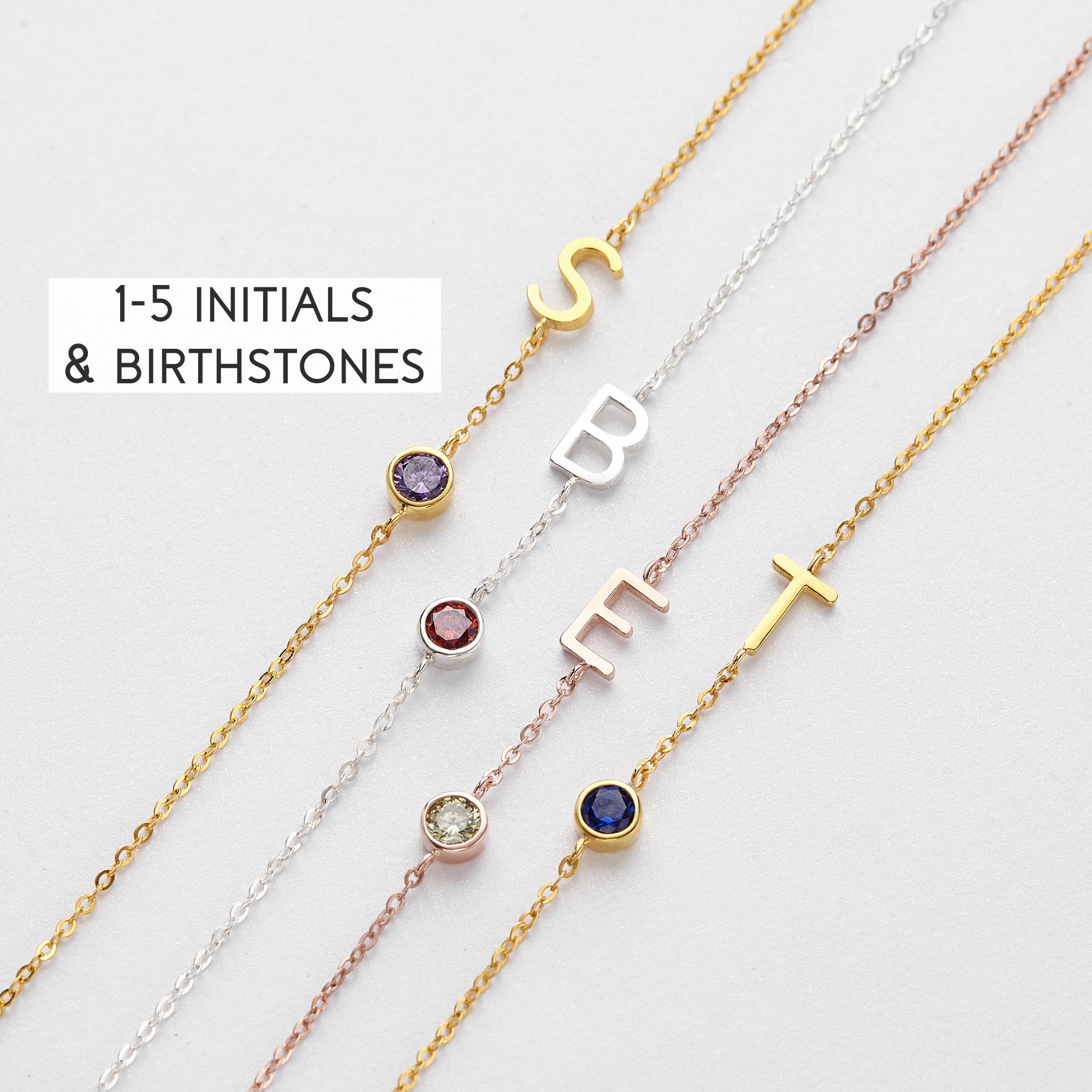 Personalized Birthstone Initial Necklace - 925 Sterling Silver & 18K Gold Plated, Perfect Christmas Gift for Mom or Grandma - Necklaces - Bijou Her -  -  - 
