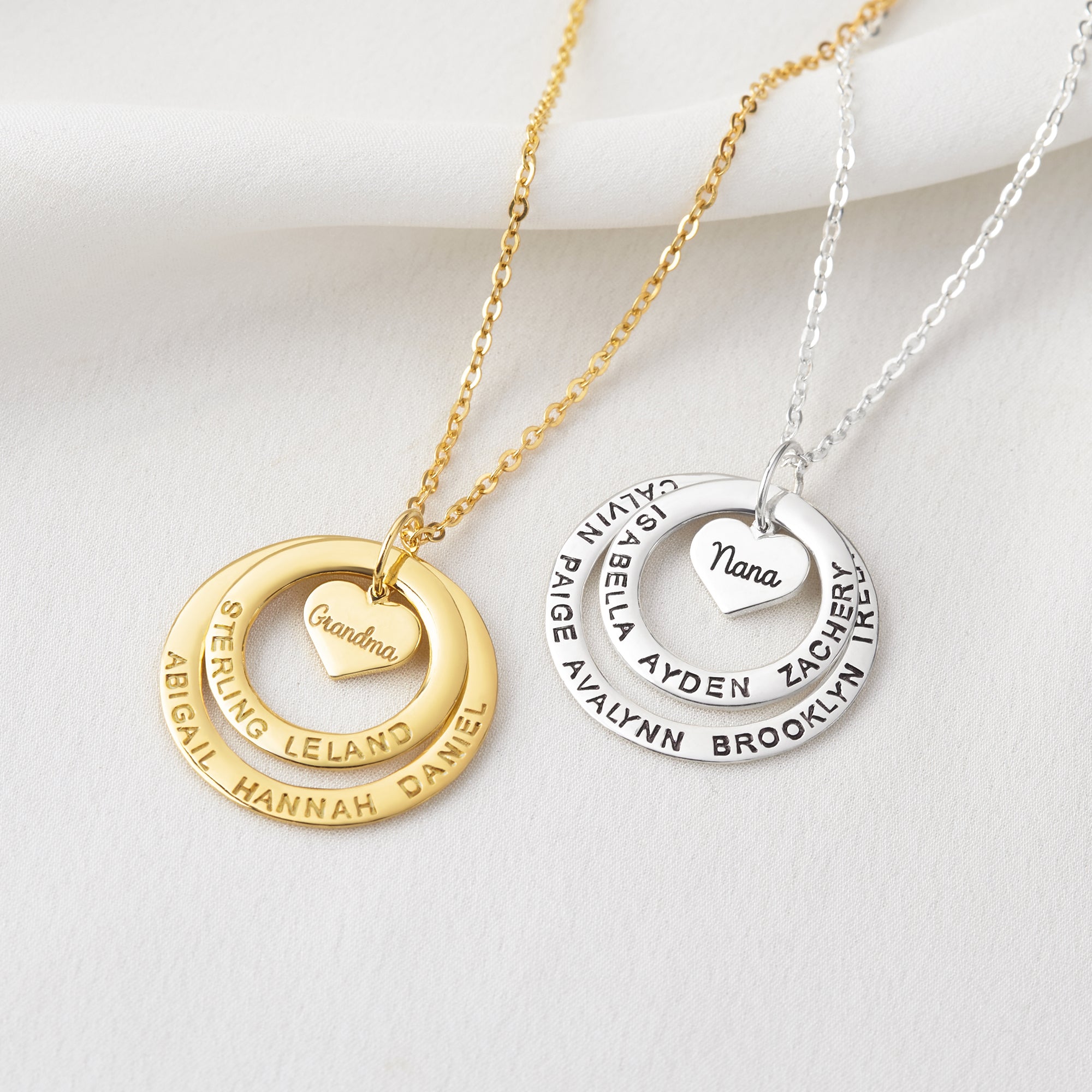 Personalized Grandma Necklace with Children's Names - 925 Sterling Silver and 18K Gold Plated Jewelry for Mother's Day and Christmas Gift - Necklaces - Bijou Her -  -  - 