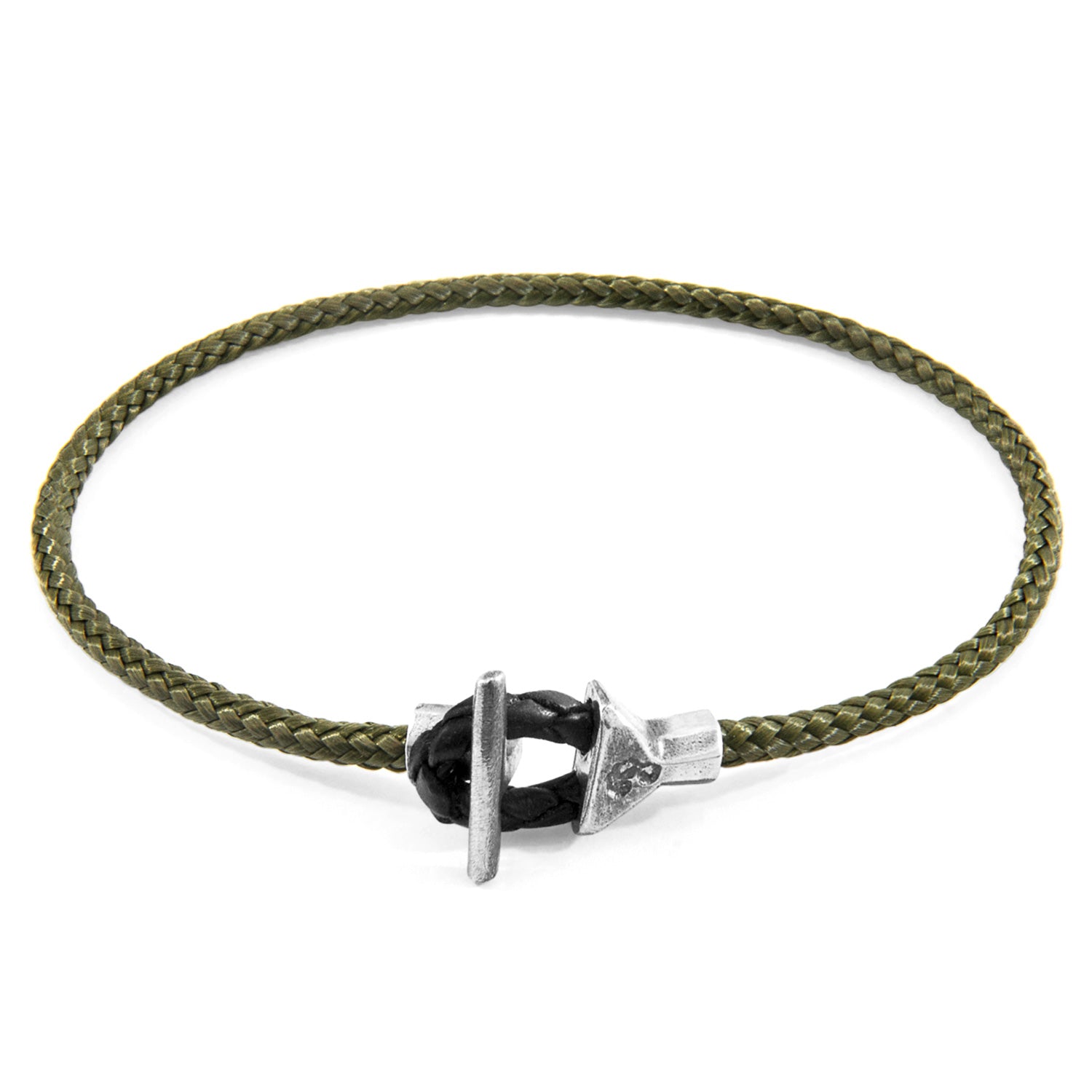 Khaki Green Cullen Silver and Rope Bracelet - Handcrafted in Great Britain with Marine Grade Polyester and Sterling Silver Clasp - Bracelets - Bijou Her -  -  - 