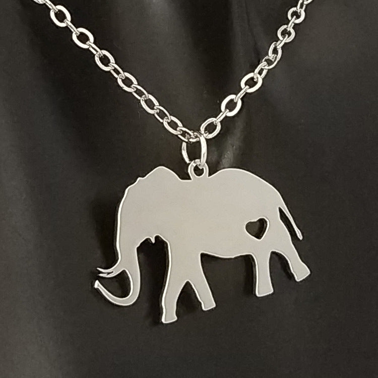 Stainless Steel Cute Elephant Pendant Animal Necklace - 0 - Bijou Her -  -  - 