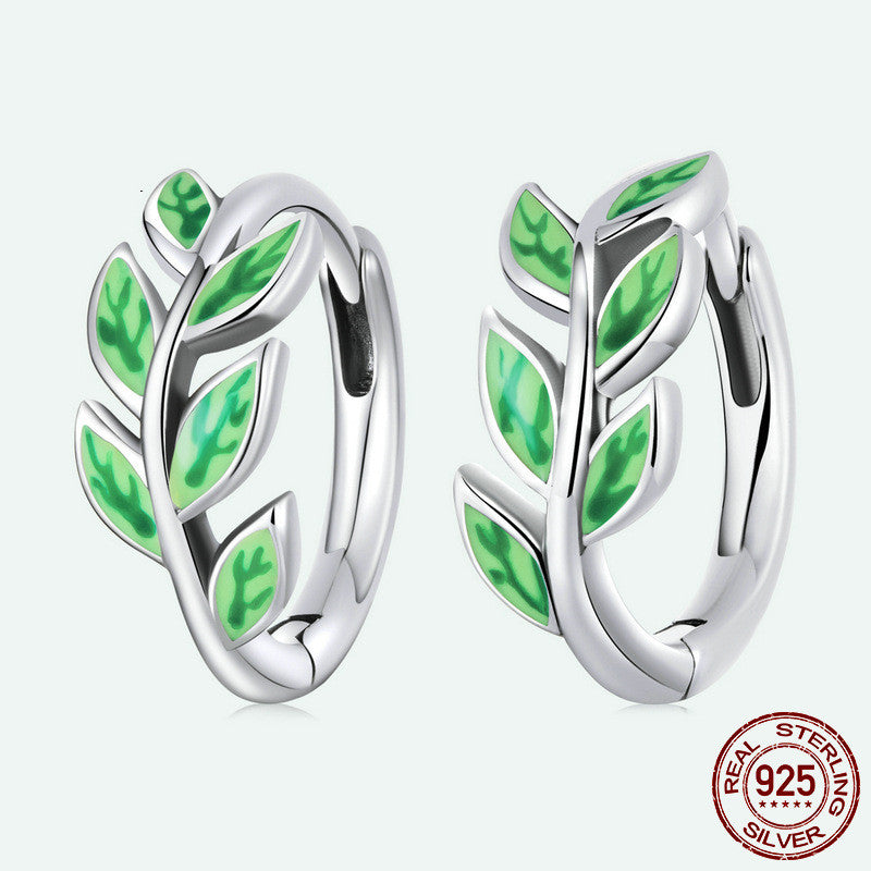 Sterling Silver Emerald Branch Earrings Green - 0 - Bijou Her -  -  - 