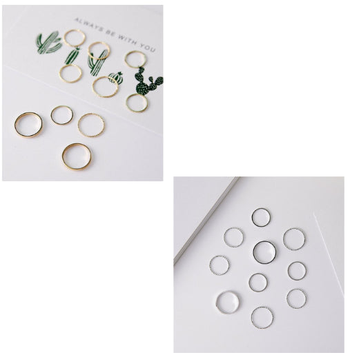 Simple Personality Ten Piece Set Ring Thin Ring - 0 - Bijou Her -  -  - 