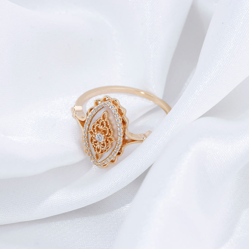 Natural White Shell Vintage Style Ring - 0 - Bijou Her -  -  - 