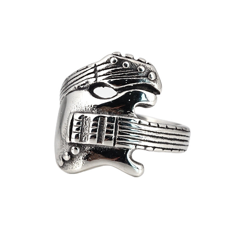 Retro Punk Titanium Steel Ring Men's Personality Wide Ring - 0 - Bijou Her -  -  - 