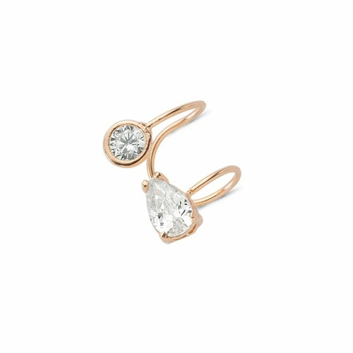 Simple Diamond Ear Cuff Earrings in Sterling Silver with CZ Crystals - Jewelry & Watches - Bijou Her - Color -  - 