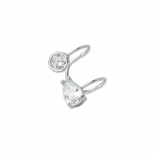 Simple Diamond Ear Cuff Earrings in Sterling Silver with CZ Crystals - Jewelry & Watches - Bijou Her - Color -  - 