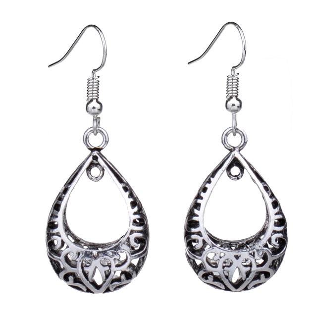 Retro Teardrop Silver Earrings - Textured Statement Jewelry - Jewelry & Watches - Bijou Her -  -  - 