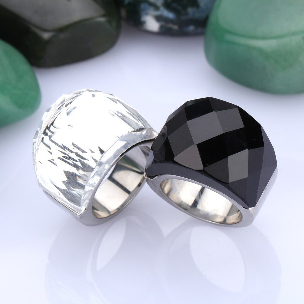 Titanium Steel Crystal Glass Ring For Men And Women - 0 - Bijou Her -  -  - 