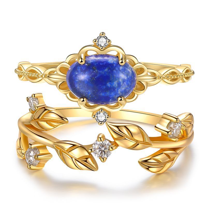 Women's Vintage Lapis Lazuli Stacking Ring - 0 - Bijou Her -  -  - 