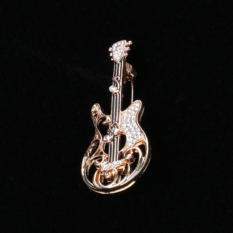 Women's Vintage And Versatile Diamond Guitar-shaped Brooch - 0 - Bijou Her -  -  - 