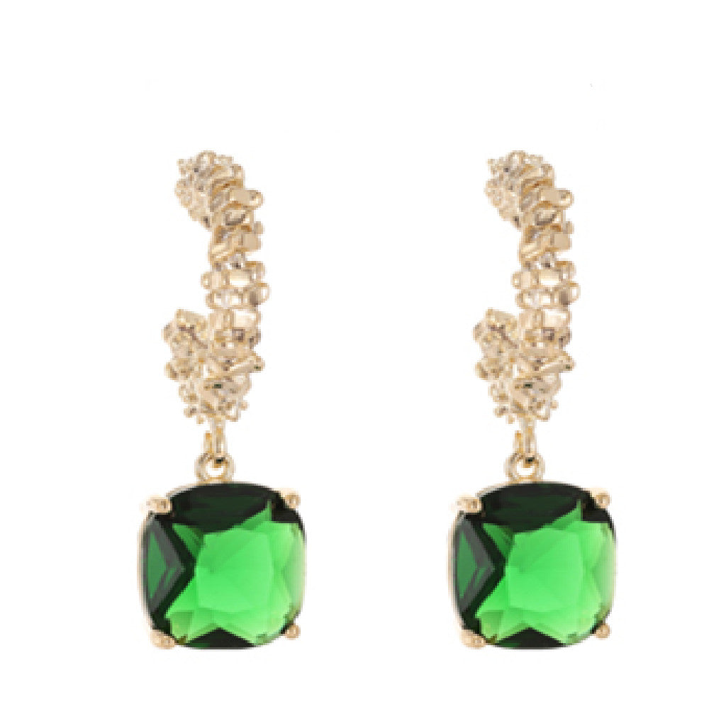 Women's Green Zircon Pendant Earrings - 0 - Bijou Her - style -  - 