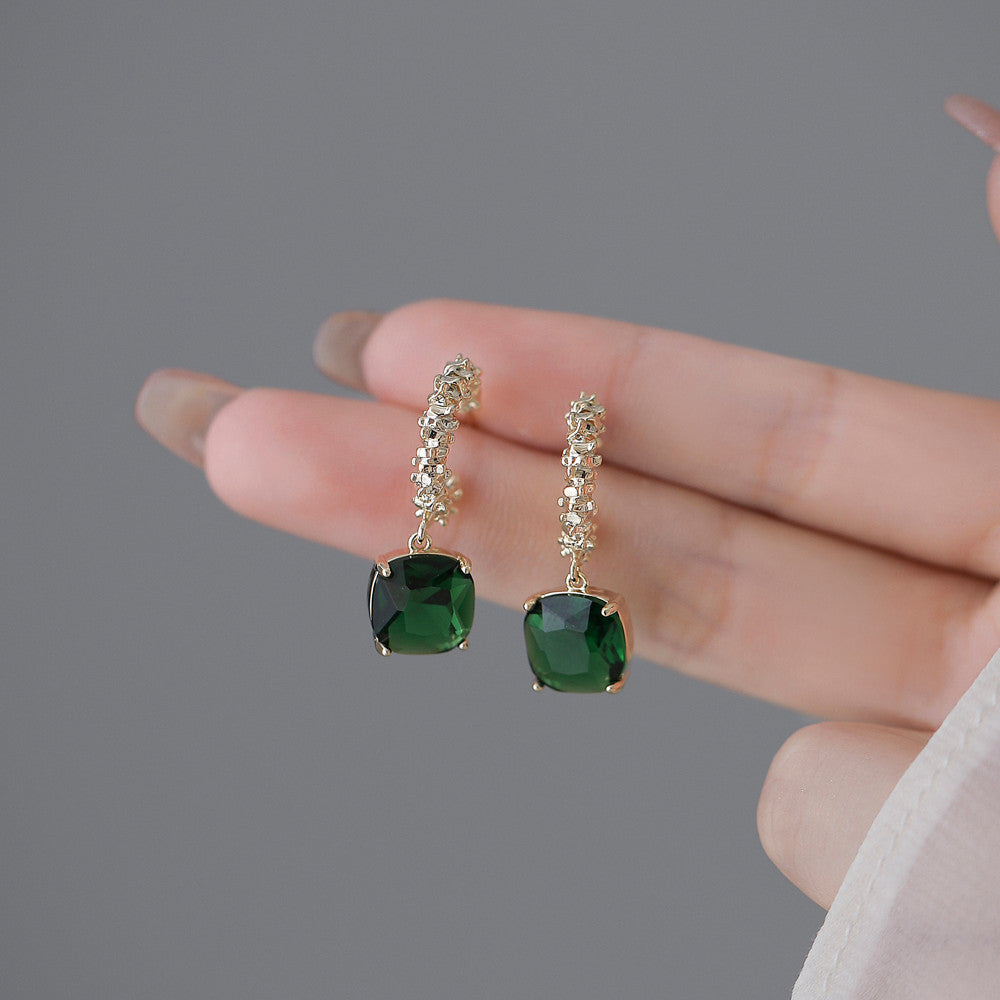 Women's Green Zircon Pendant Earrings - 0 - Bijou Her -  -  - 