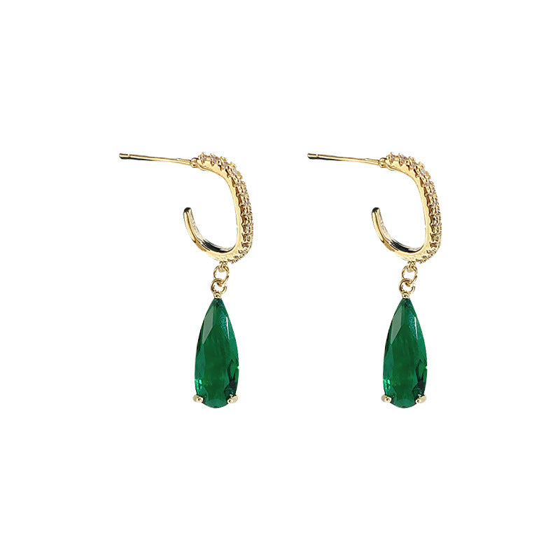 New Fashion Emerald Diamond Earrings - 0 - Bijou Her - Color -  - 