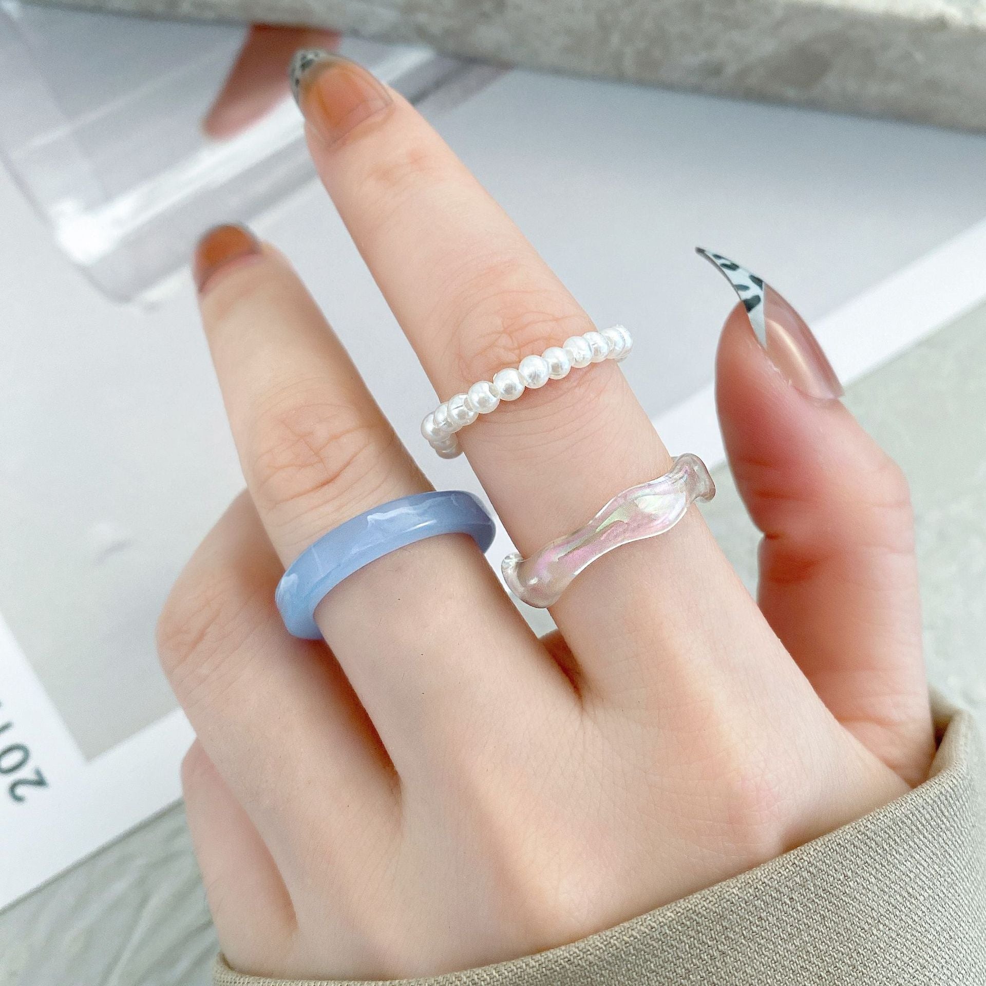 Women's Fashion Creative Simple Resin Ring Set - 0 - Bijou Her - Color -  - 