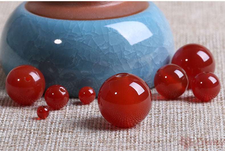 Natural 7A Red Agate Round Bead Loose Bead Long Chain - 0 - Bijou Her -  -  - 