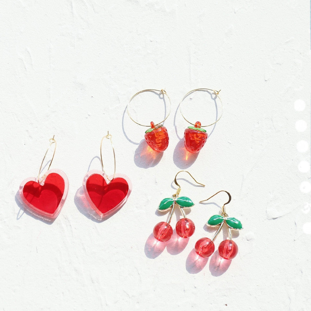 Lovely Sweet Girl Cherry Strawberry Earrings - 0 - Bijou Her -  -  - 