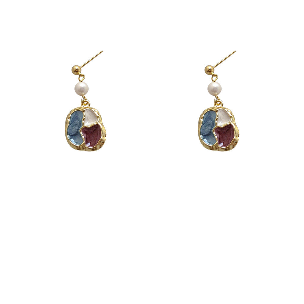 Vintage Harbor Style Irregular Color Matching Freshwater Pearl Earrings - 0 - Bijou Her -  -  - 