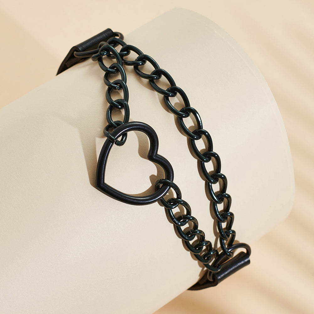 Gothic Heart PU Leather Chocker Pendant Necklace Buckle Jewelry - 4 - Bijou Her -  -  - 