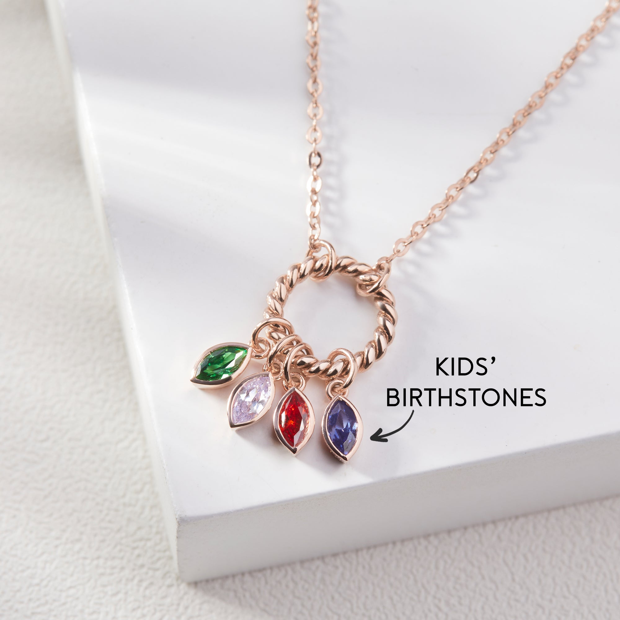 Personalized Mother's Birthstone Necklace - 925 Sterling Silver & 18K Gold Plated Jewelry for Mom and Grandmother - Necklaces - Bijou Her -  -  - 