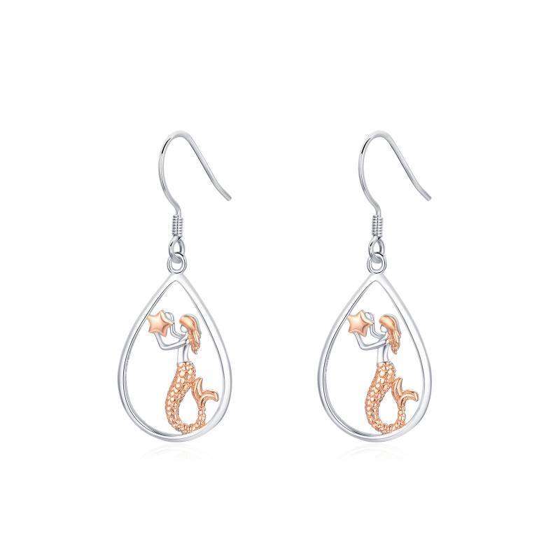 Hypoallergenic 925 Sterling Silver Rose Gold Mermaid Dangle Earring For Sensitive Ears - 5 - Bijou Her -  -  - 