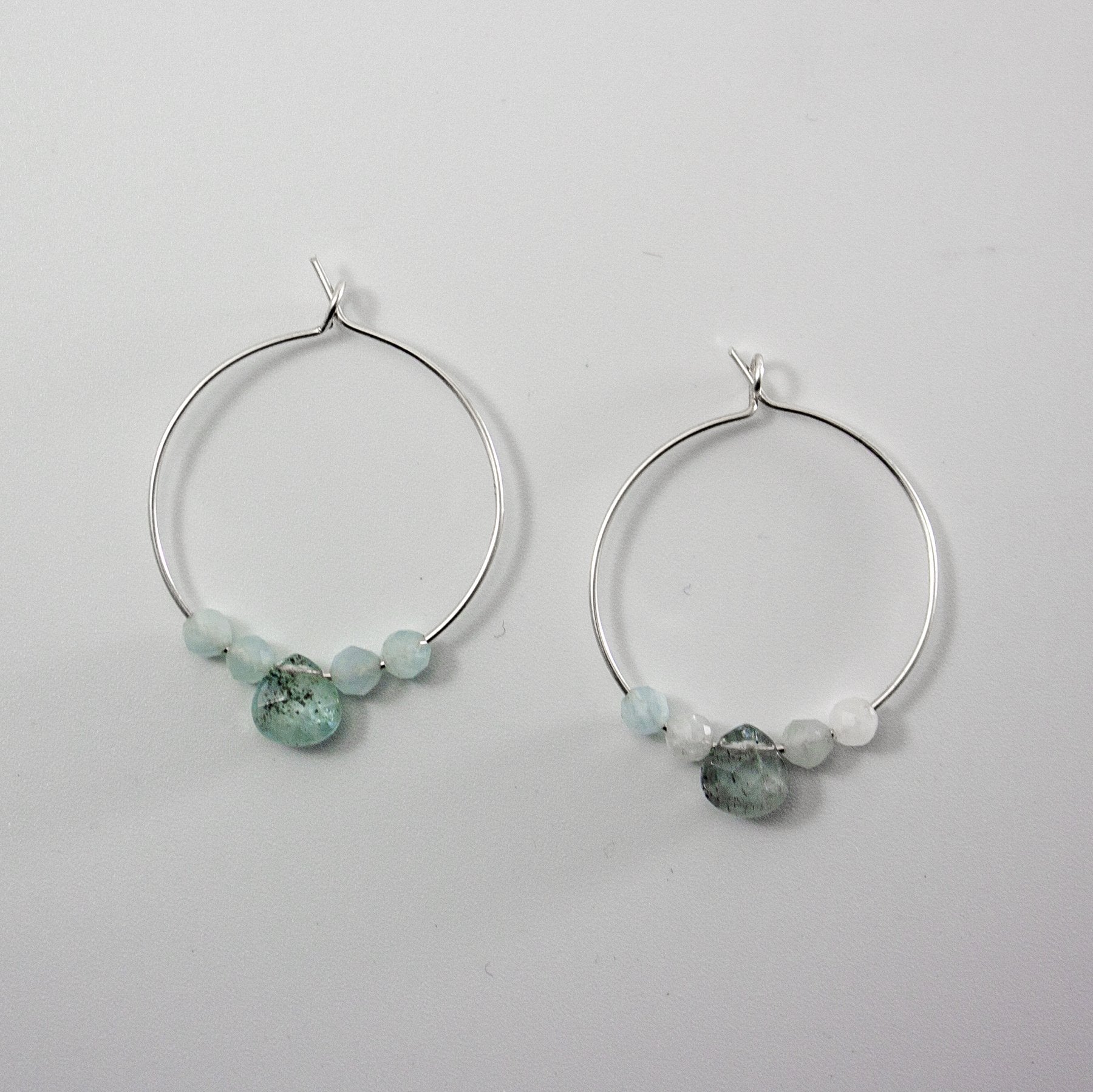 March Birthstone Hoop Earrings - Aquamarine Sterling Silver - Jewelry & Watches - Bijou Her -  -  - 