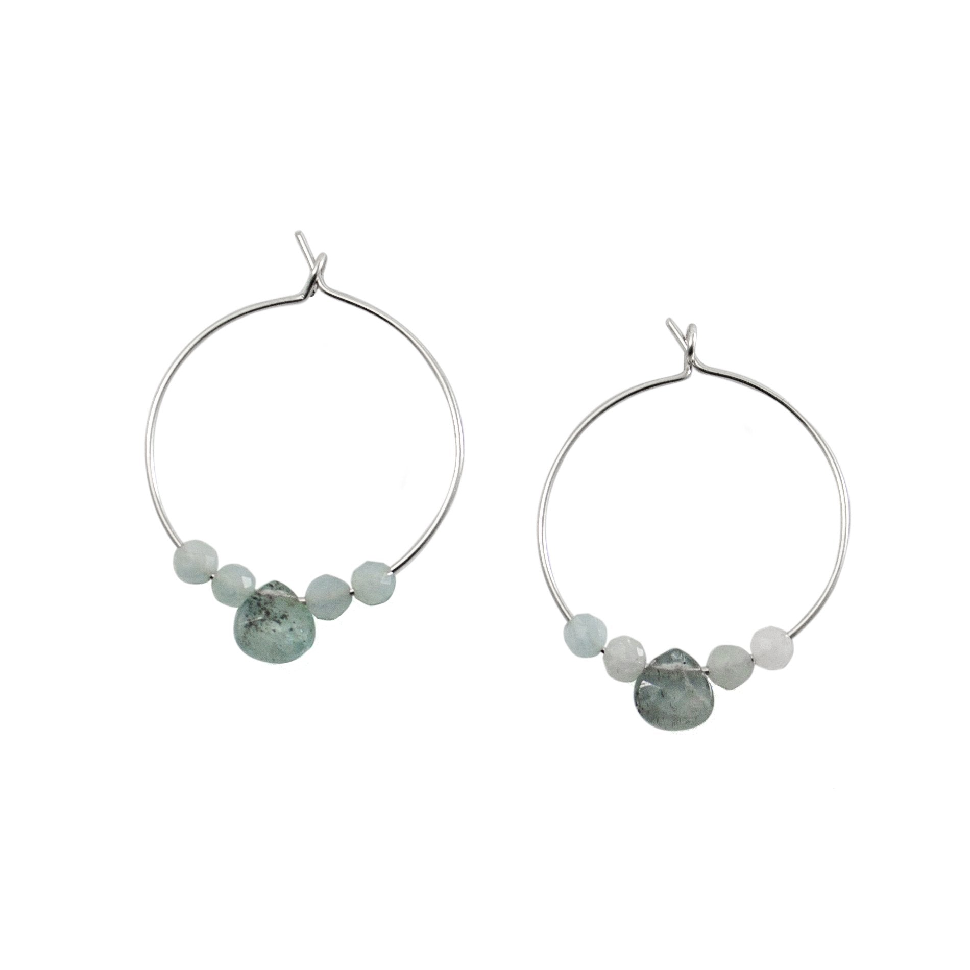 March Birthstone Hoop Earrings - Aquamarine Sterling Silver - Jewelry & Watches - Bijou Her -  -  - 