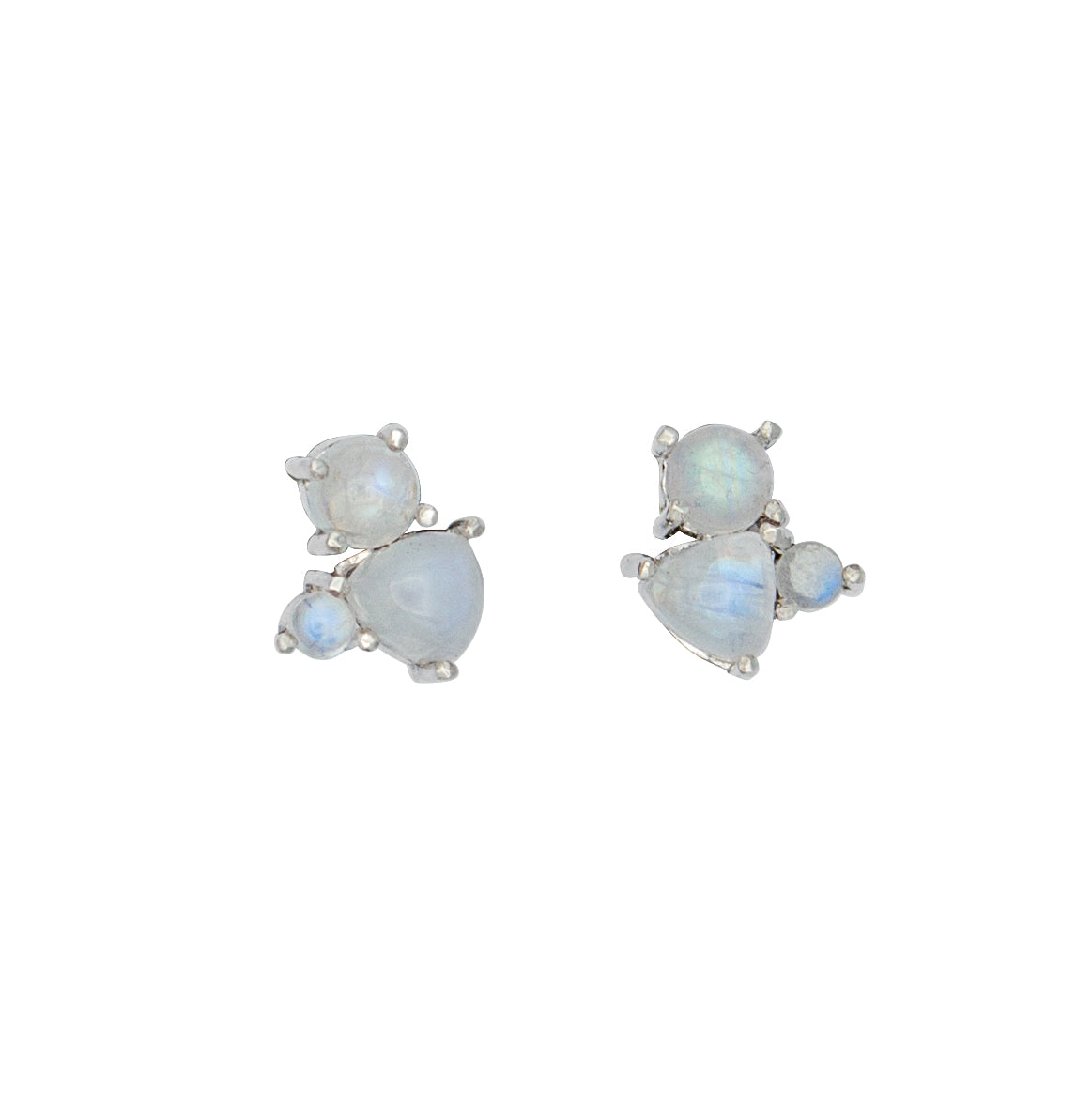 Rainbow Moonstone Stud Sterling Silver Earrings - Gemstone Jewelry - Jewelry & Watches - Bijou Her -  -  - 