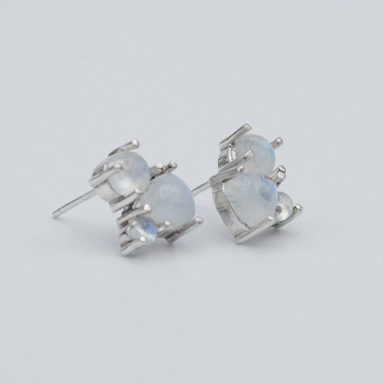 Rainbow Moonstone Stud Sterling Silver Earrings - Gemstone Jewelry - Jewelry & Watches - Bijou Her -  -  - 