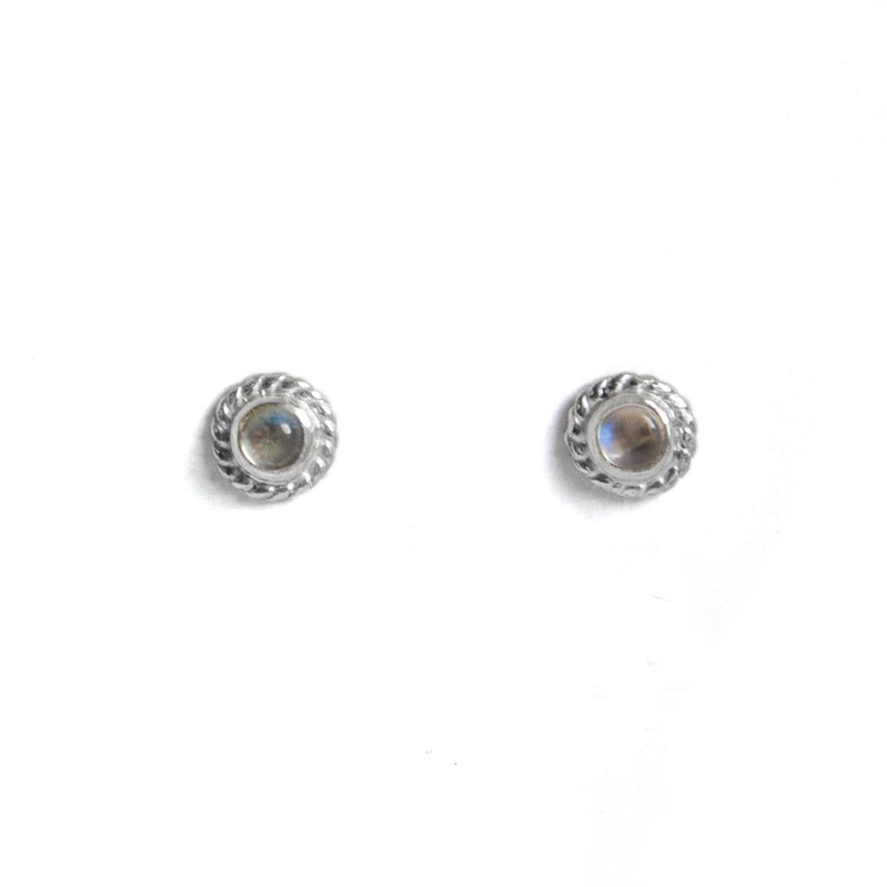 Rainbow Moonstone Stud Earrings - Sterling Silver Jewelry for Inner Strength and Stress Relief - Jewelry & Watches - Bijou Her -  -  - 