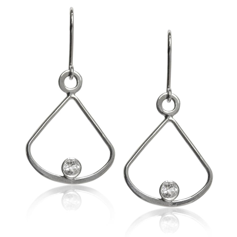 Sparkling Topaz Fan Sterling Silver Fishhook Earrings - Jewelry & Watches - Bijou Her -  -  - 