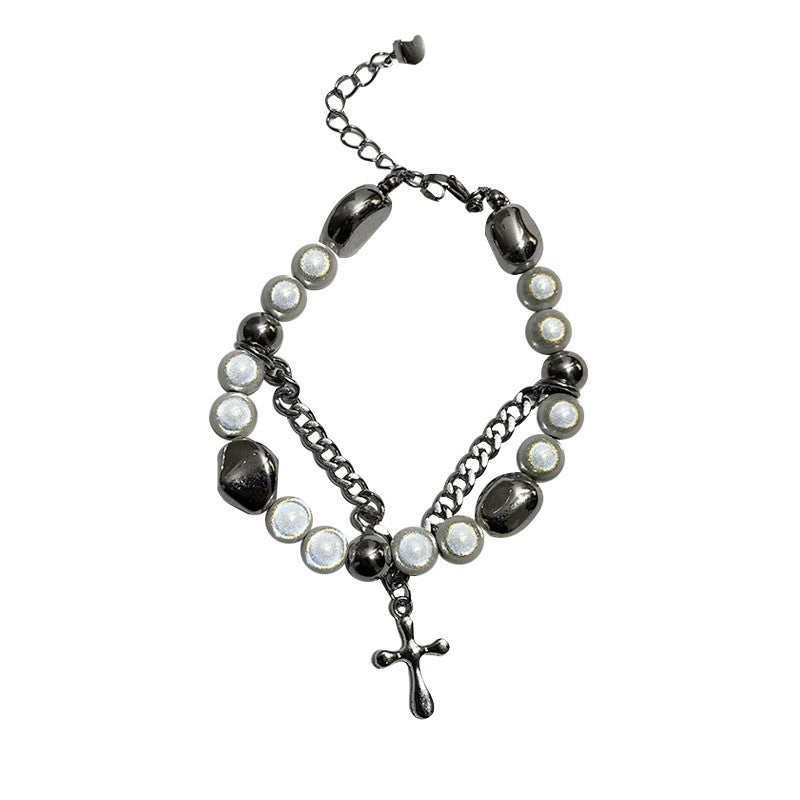 Multi Panel Reflective Pearl Bracelet - 0 - Bijou Her - style -  - 