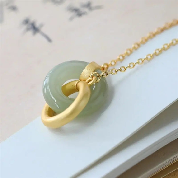 Hotan Jade Gold Plated Pendant Necklace - 0 - Bijou Her - Color -  - 