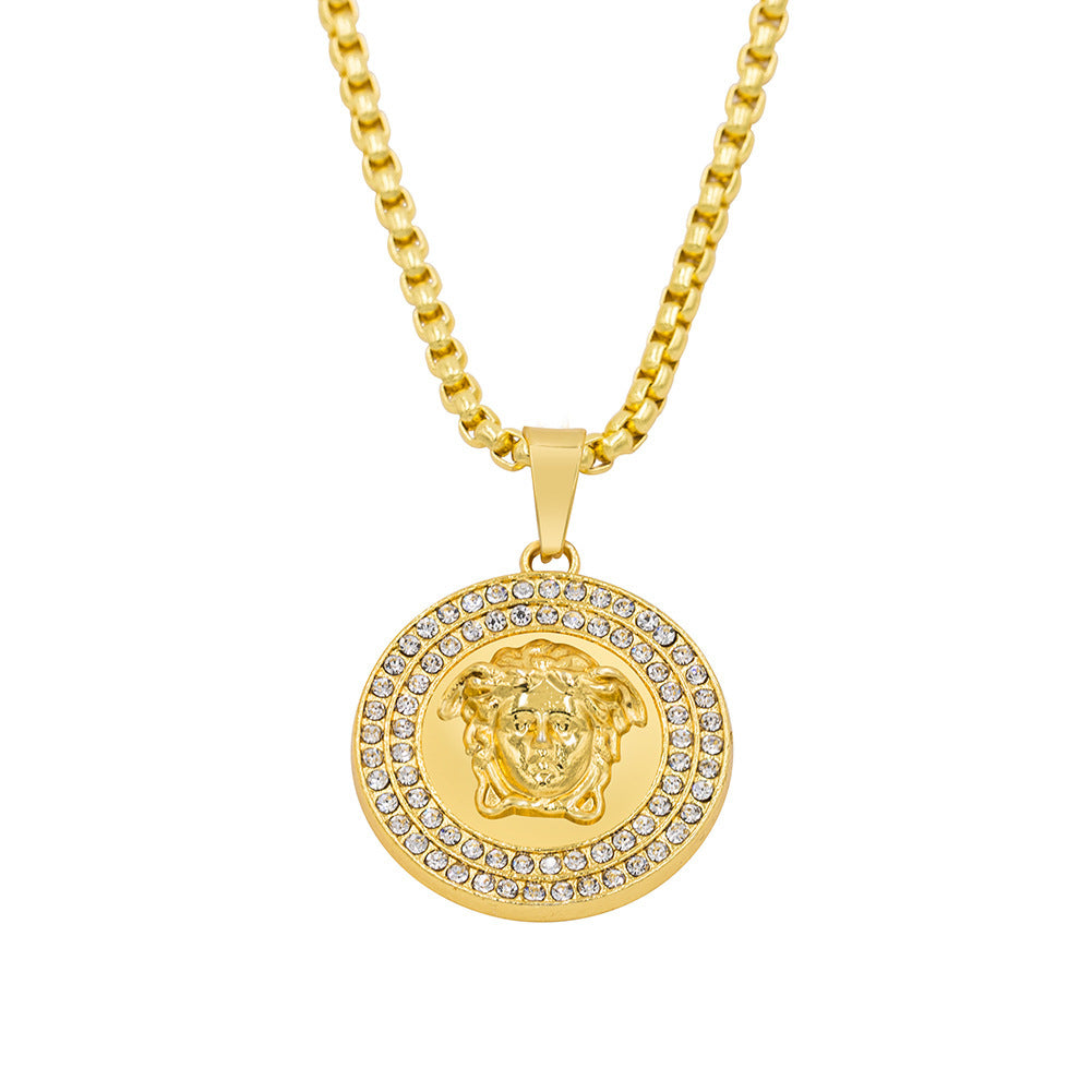 Mens Fashion Gold Portrait Necklace Pendant - 0 - Bijou Her - Color -  - 