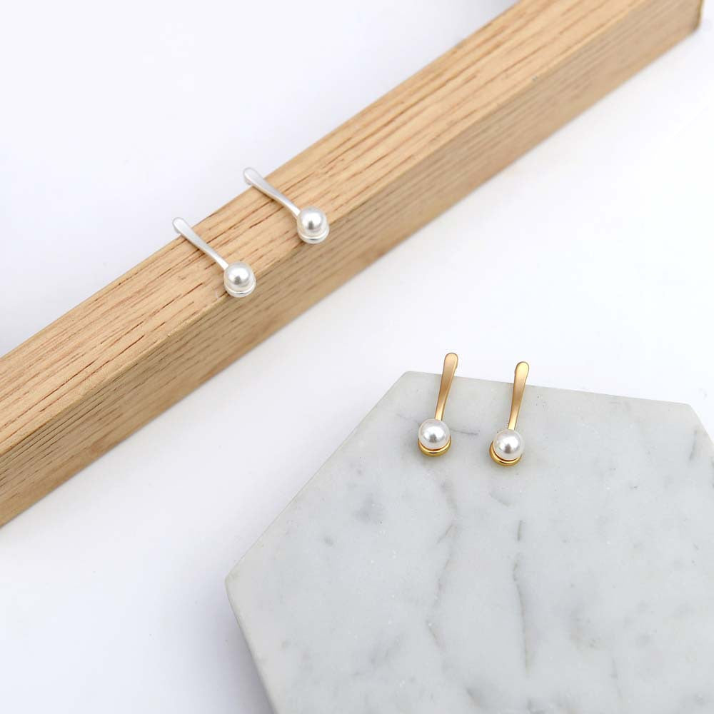 Personality Imitation Pearl Fashion Simple Lovely Girl Heart Gold-plated Silver Earrings - 0 - Bijou Her -  -  - 