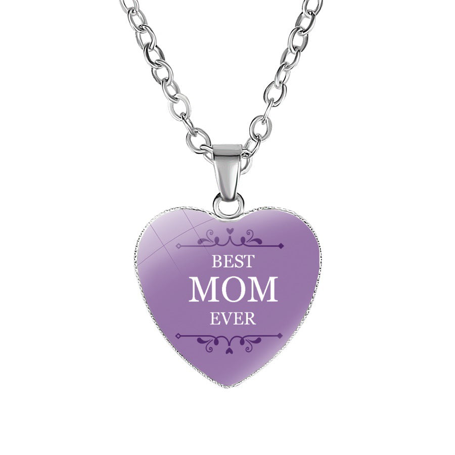 Mother's Heart Shaped Pendant Necklace Simple - 0 - Bijou Her - Color -  - 