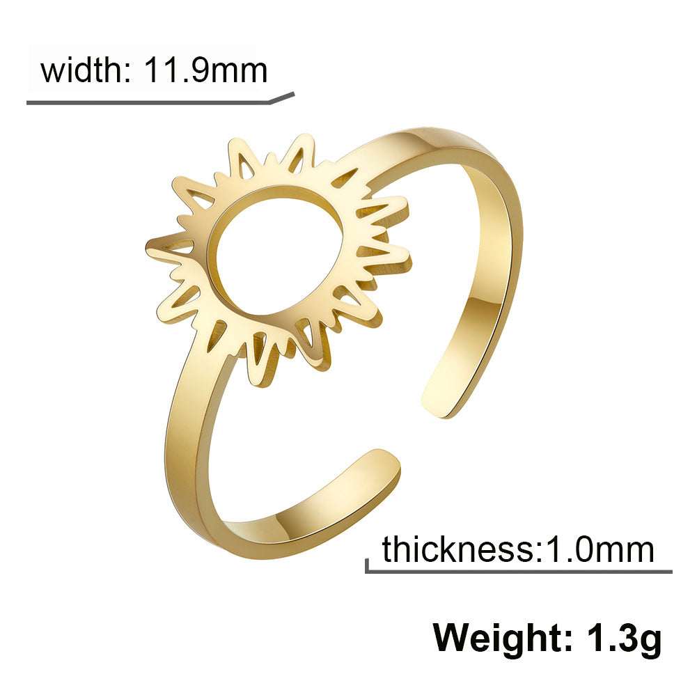 Sunflower Fashion Personality Titanium Steel Ring - 0 - Bijou Her -  -  - 