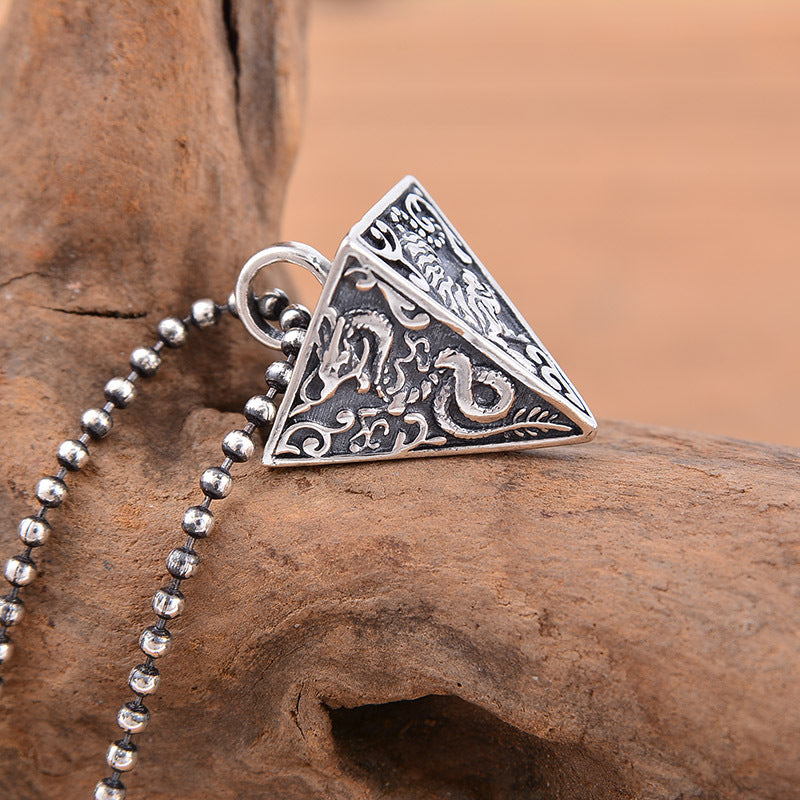 Vintage Thai Silver Pyramid Necklace For Men And Women - 0 - Bijou Her -  -  - 