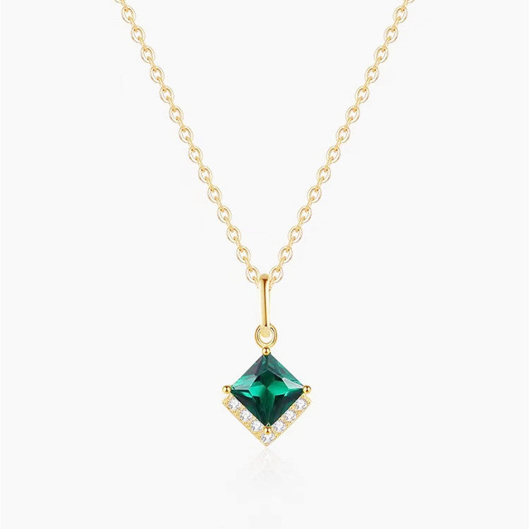 Square Diamond Emerald Clavicle Chain - 0 - Bijou Her -  -  - 