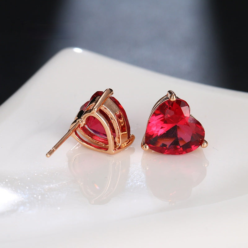 Simple Red Heart Earrings Accessories - 0 - Bijou Her -  -  - 