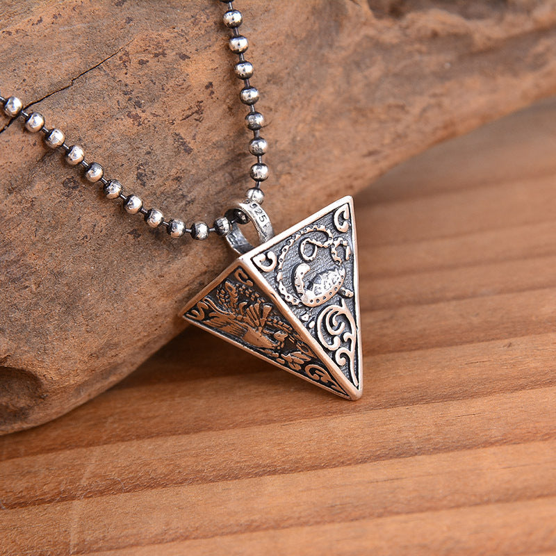 Vintage Thai Silver Pyramid Necklace For Men And Women - 0 - Bijou Her -  -  - 