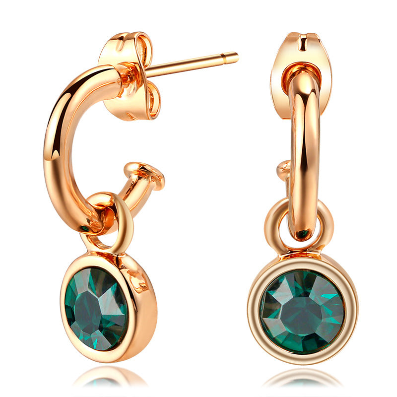 Simple Colorful Zircon Crystal Gold Plated Ear Accessories - 0 - Bijou Her - Color -  - 