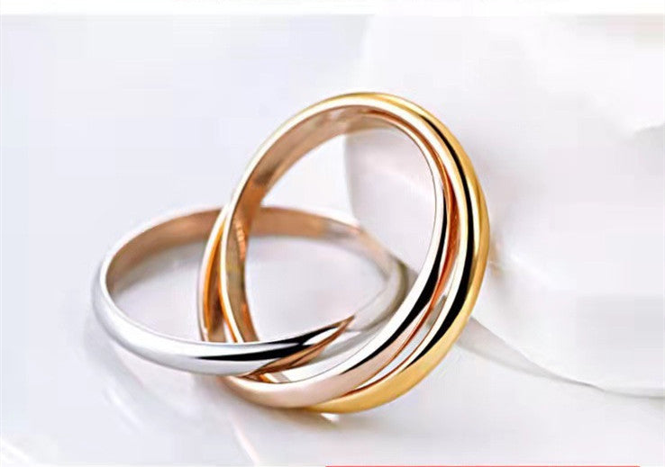 Sansheng Sanshi Couple Personality Simple Three Ring Non-fading Titanium Steel - 0 - Bijou Her -  -  - 