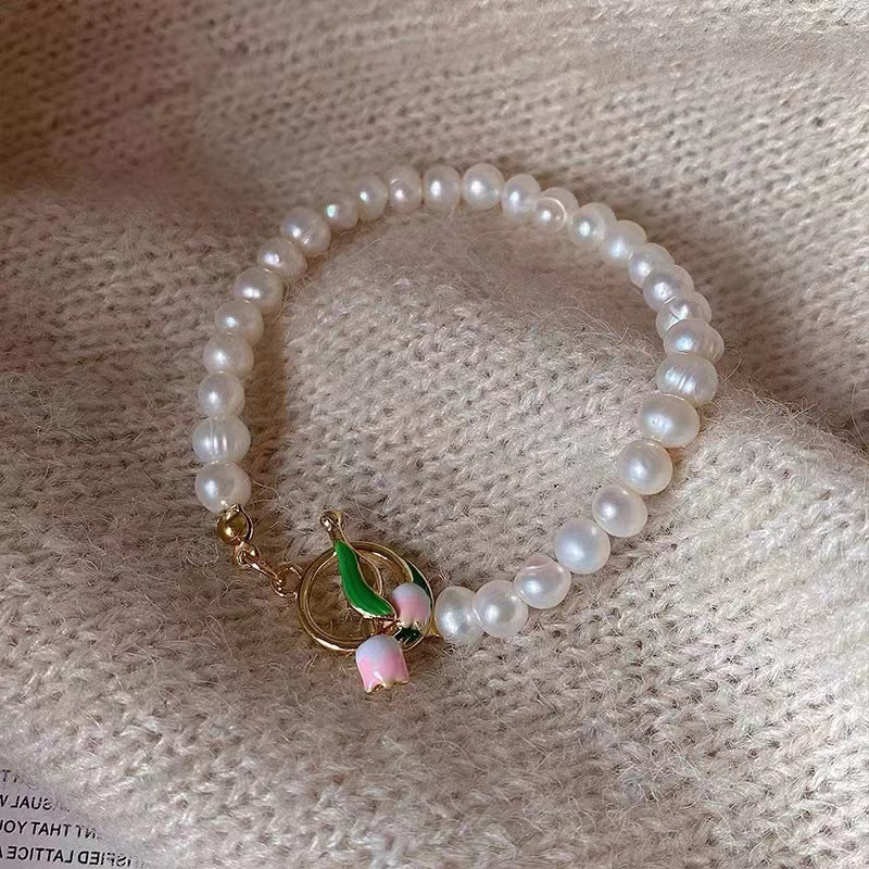 New Tulip Flower Pearl OT Buckle Bracelet Female - 0 - Bijou Her -  -  - 